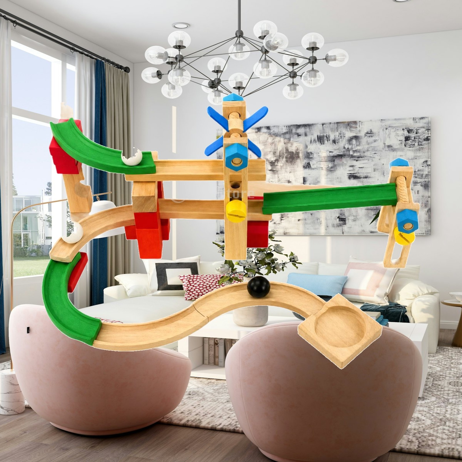 Marble Coaster Set - Pista di marmo in legno per